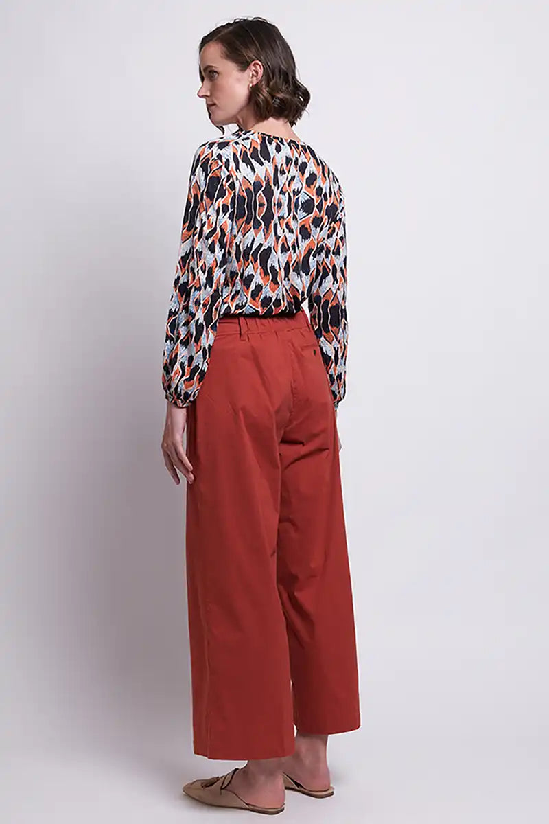 Foil Darting Around Trapeze Trouser Auburn back