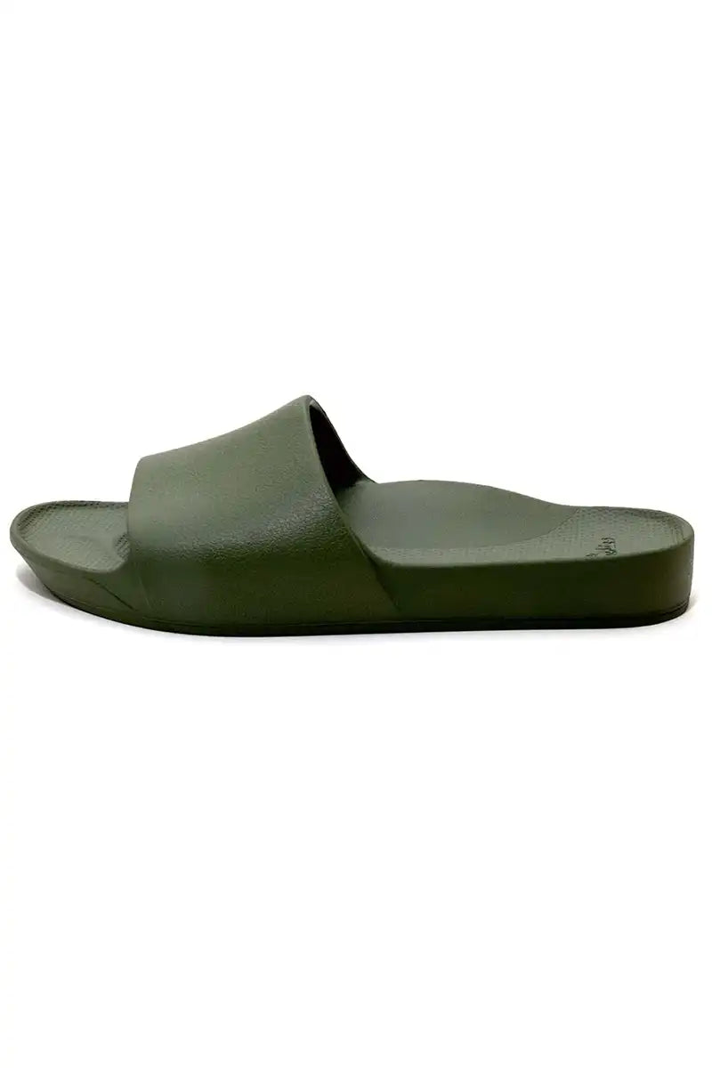 Archies Arch Support Slides in Khaki left outside view