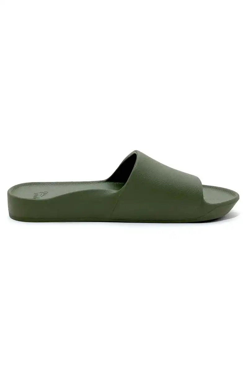 Archies Arch Support Slides in Khaki left inside view