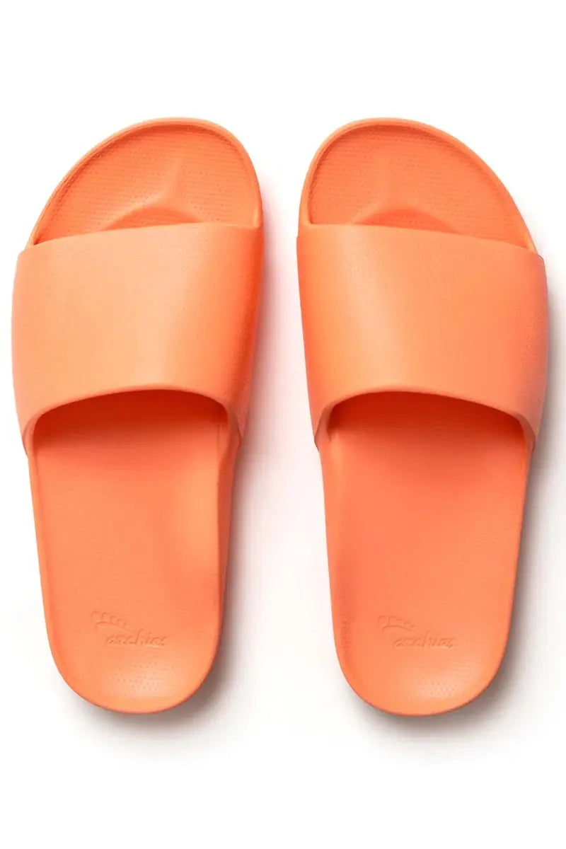 Birds Eye view of the Archies Arch Support Slides in Peach