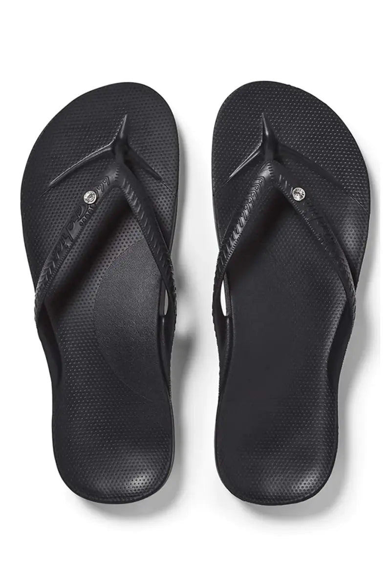 Archies Arch Support Thongs in Crystal Black