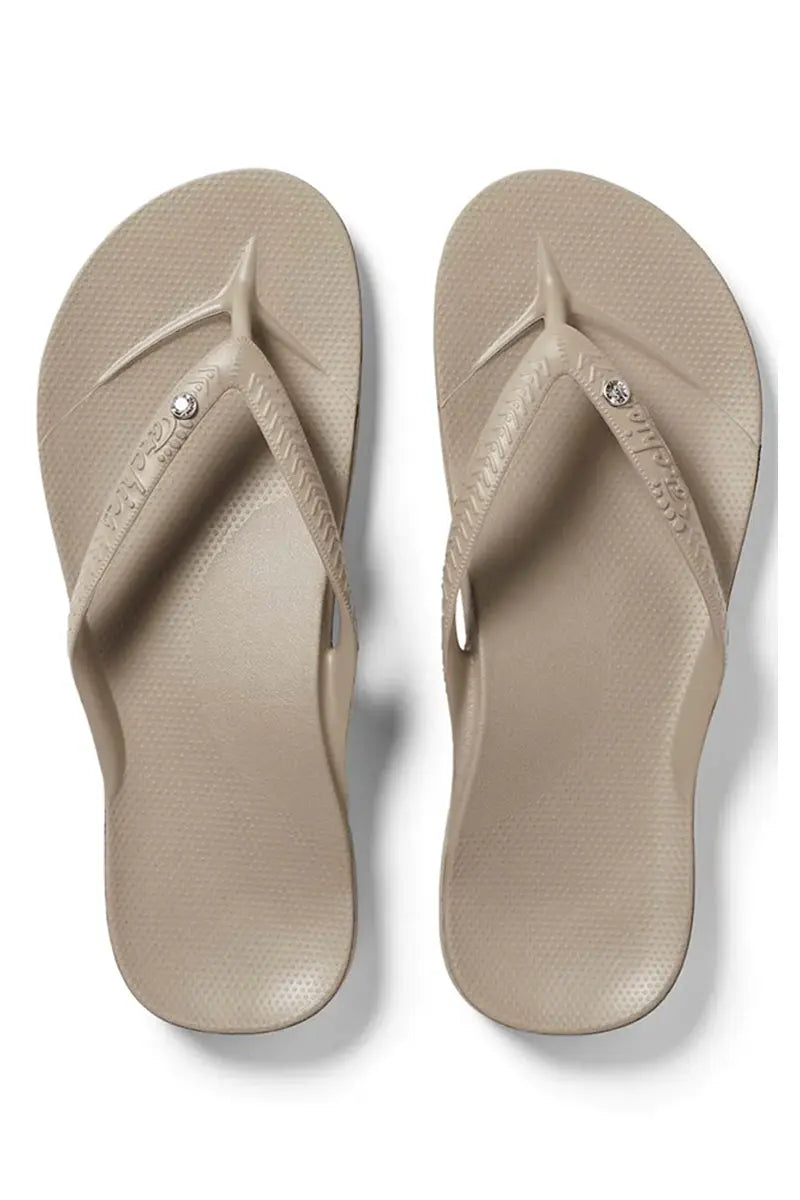 Archies Arch Support Thongs in Crystal Taupe