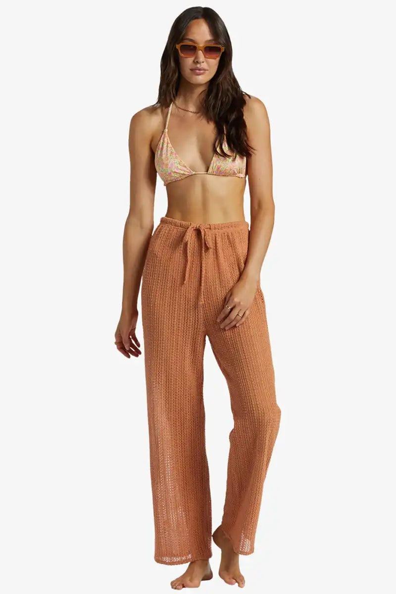Billabong Ladies Largo Beach Pant in Toffee front full model view