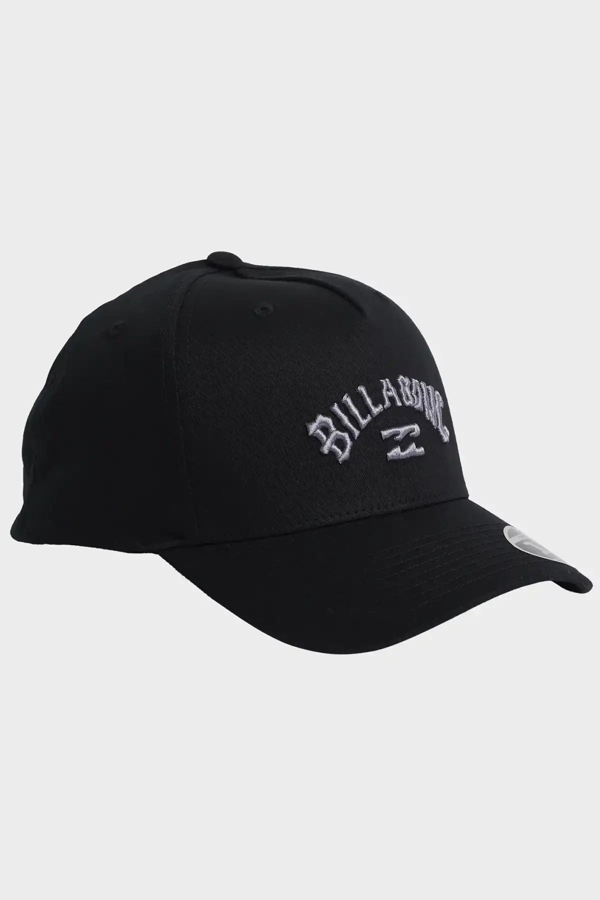 Black cap with Billabong logo on a light gray background