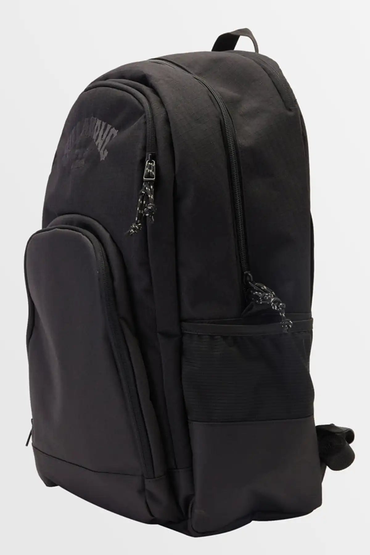 Billabong Men's Command Backpack in Black with visible branding on a white background showing side view