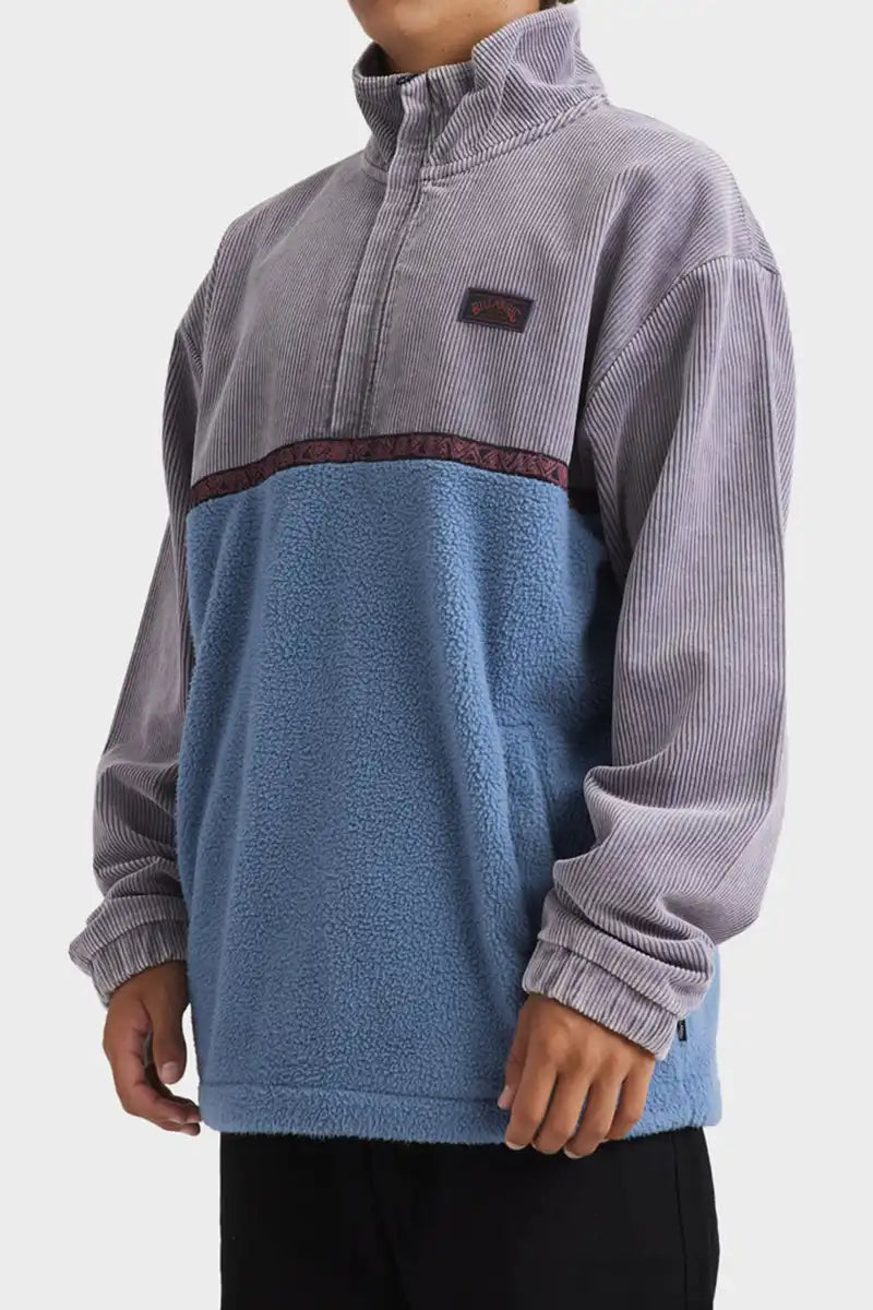 Billabong Men's Space Lobster Fleece Top in Washed Grey side view