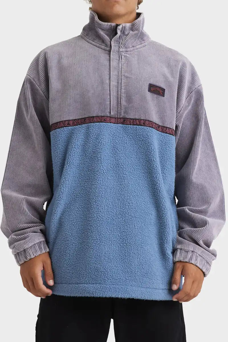 Billabong Men's Space Lobster Fleece Top in Washed Grey front view