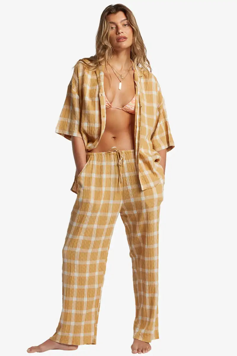 Billabong Women's Beach Side Shirt in Hemp front full model view