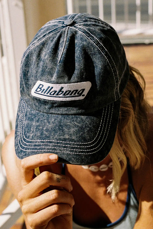 woman wearing the Billabong Womens Billa Legit Dad Cap in Celestial Blue