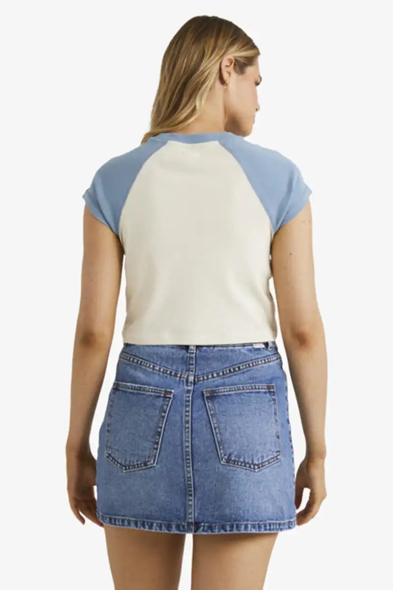 Billabong Women's Bliss Raglan T-Shirt in White Cap back view