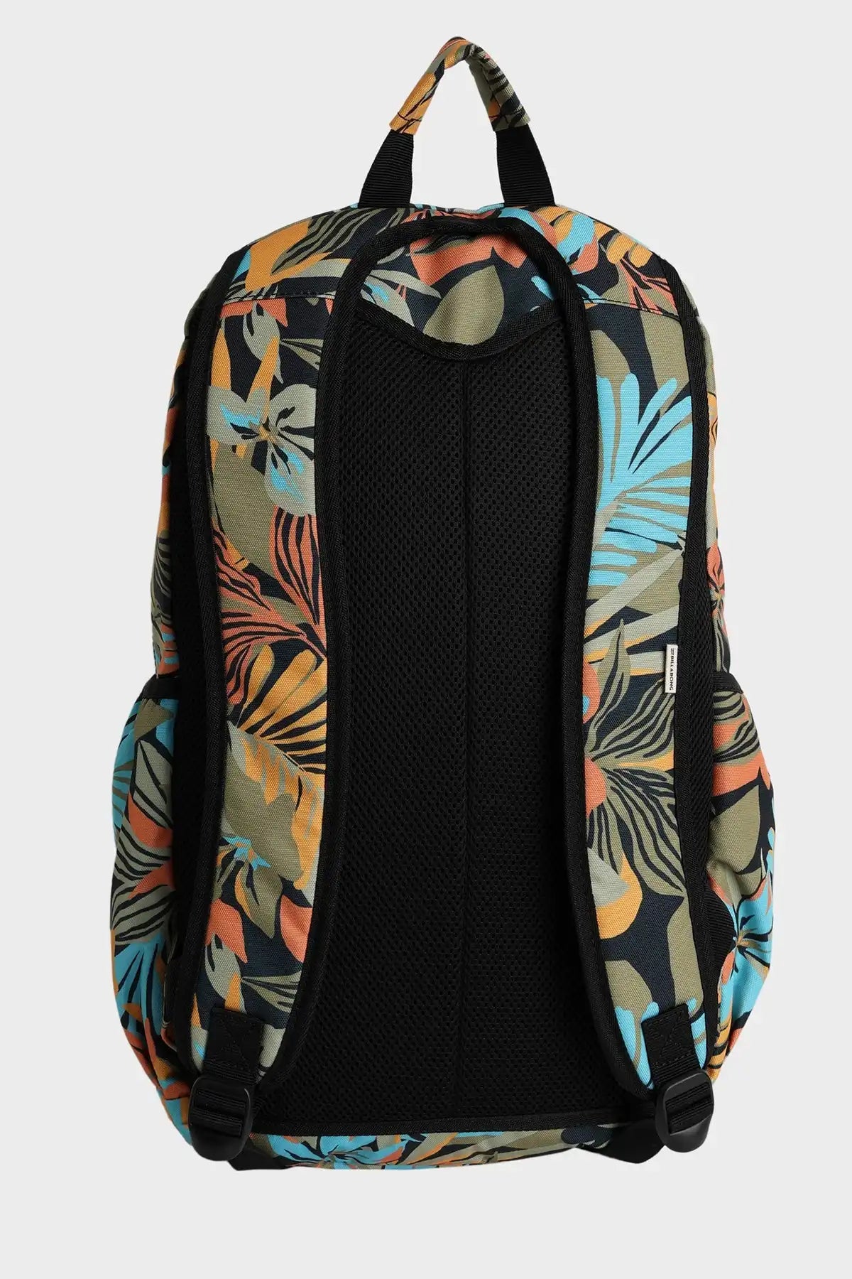 Billabong Womens Des Tropiques Roadie Backpack with tropical leaf pattern on a white background