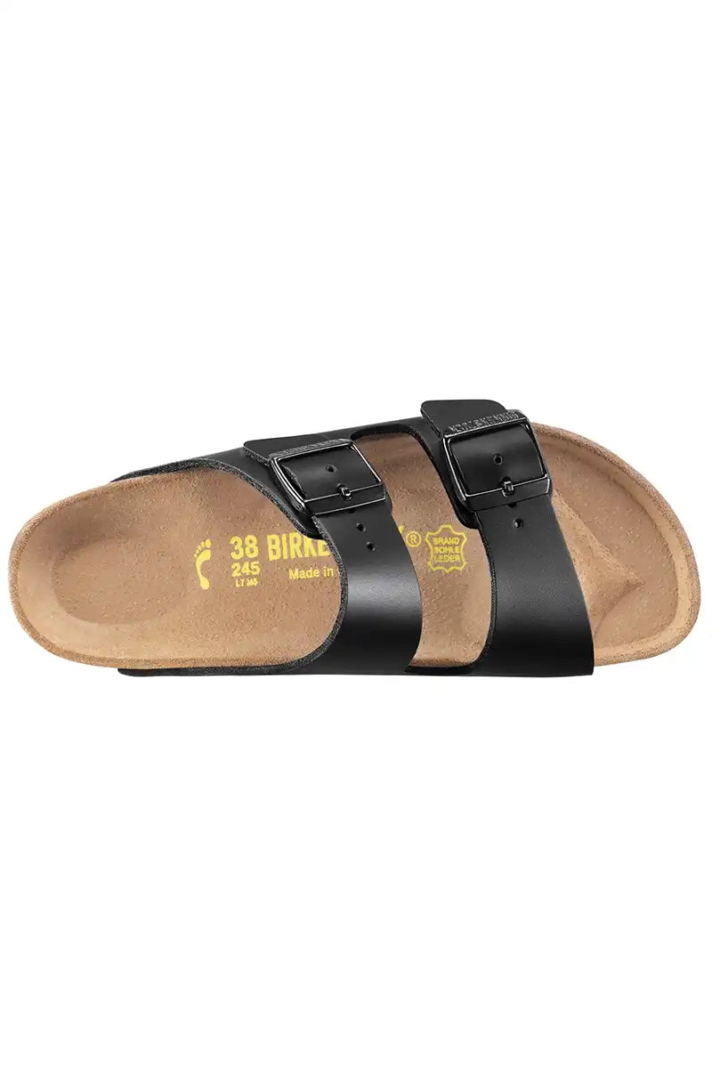 Birkenstock Arizona Black Smooth Leather top down view