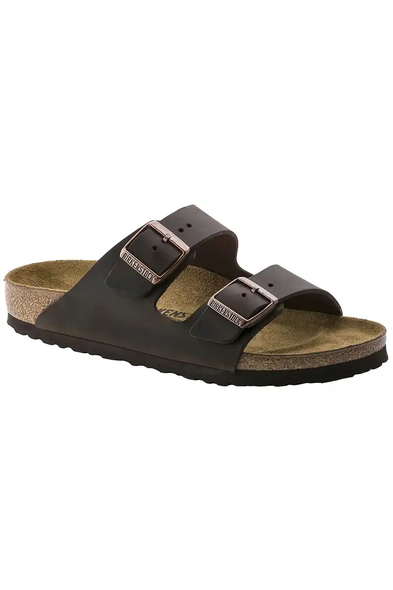Birkenstock Arizona Habana Oiled Leather Sandals - Narrow Fit 3/4 side view