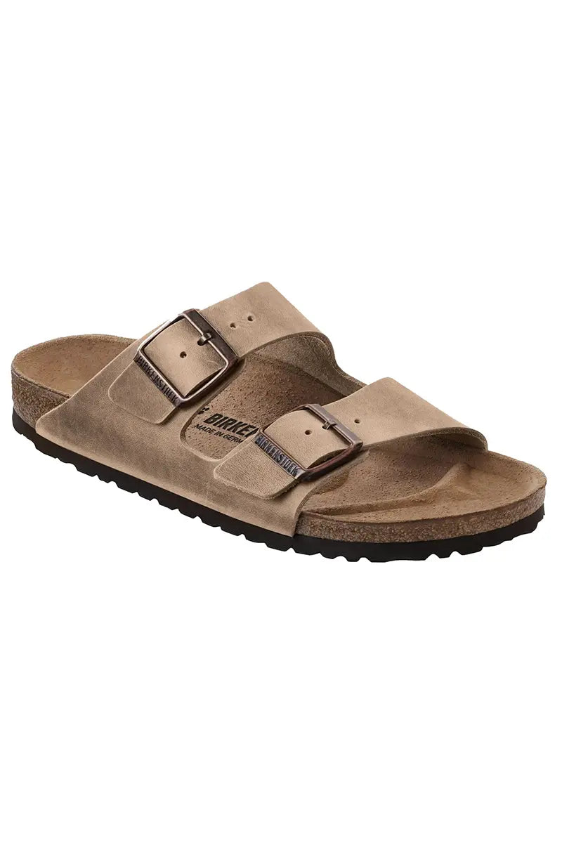 3/4 view of the Birkenstock Arizona Tabacco Brown Oiled Leather