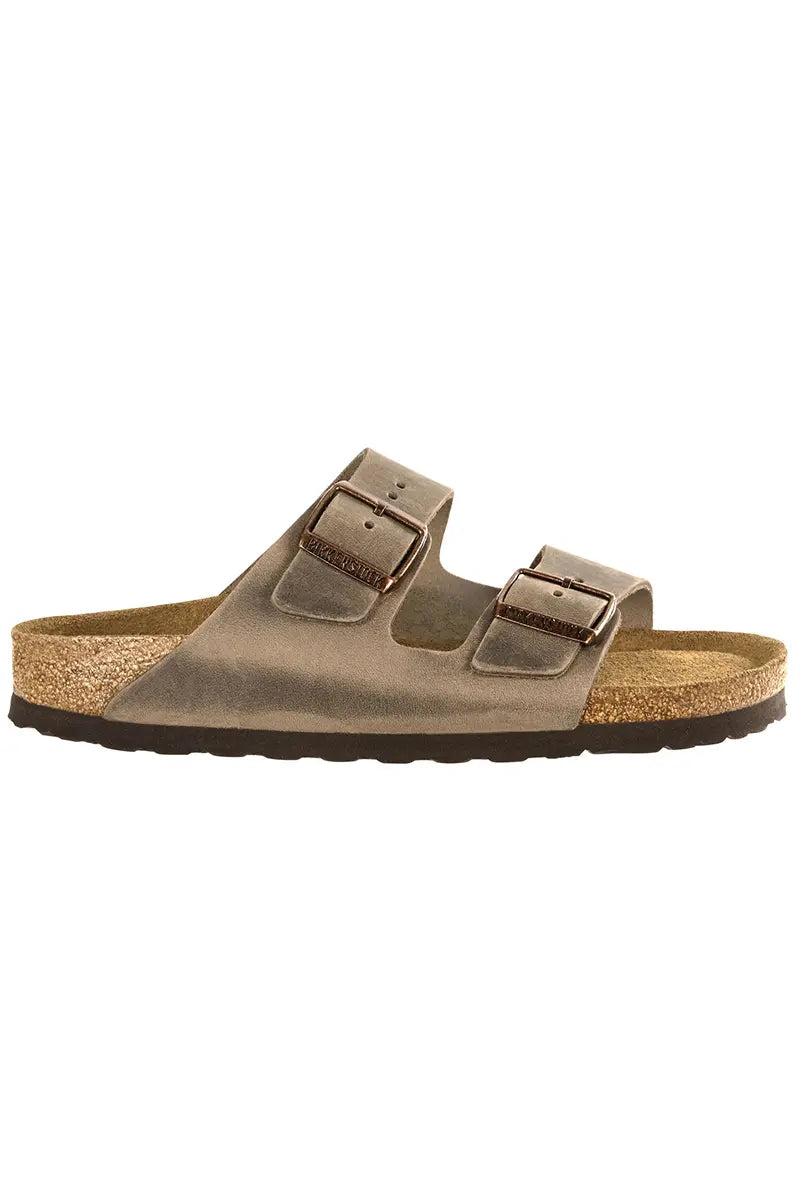 side view of the Birkenstock Arizona Tabacco Brown Oiled Leather