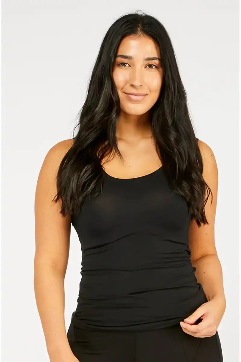 Black Micro Modal Scoop Neck Tank front