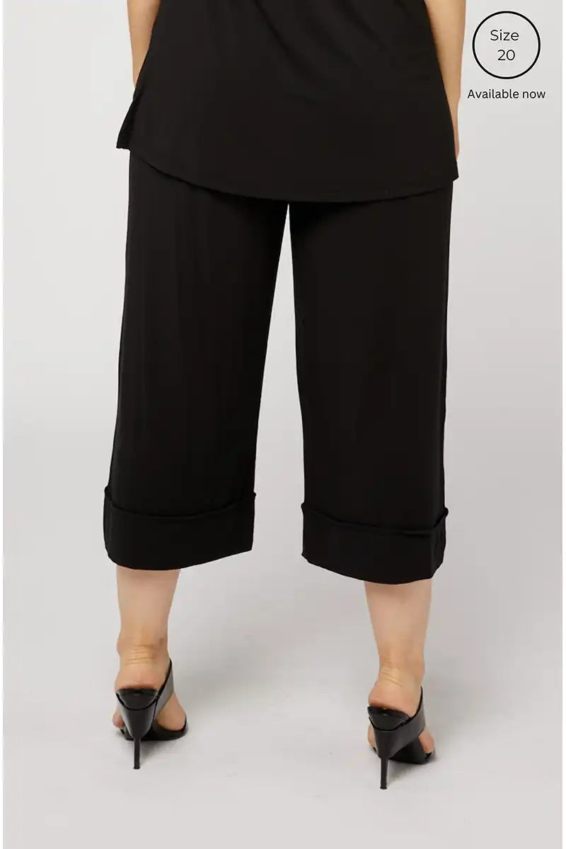 Lena Black Micro Modal Resort Pants cuff detail