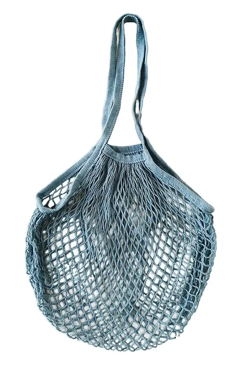 Cotton reusable mesh shopping bag in blue