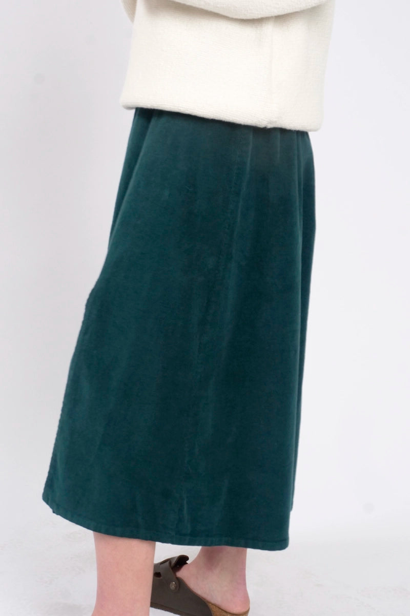 Blueberry Italia Billy Cord Skirt in Becks Green side detailed view