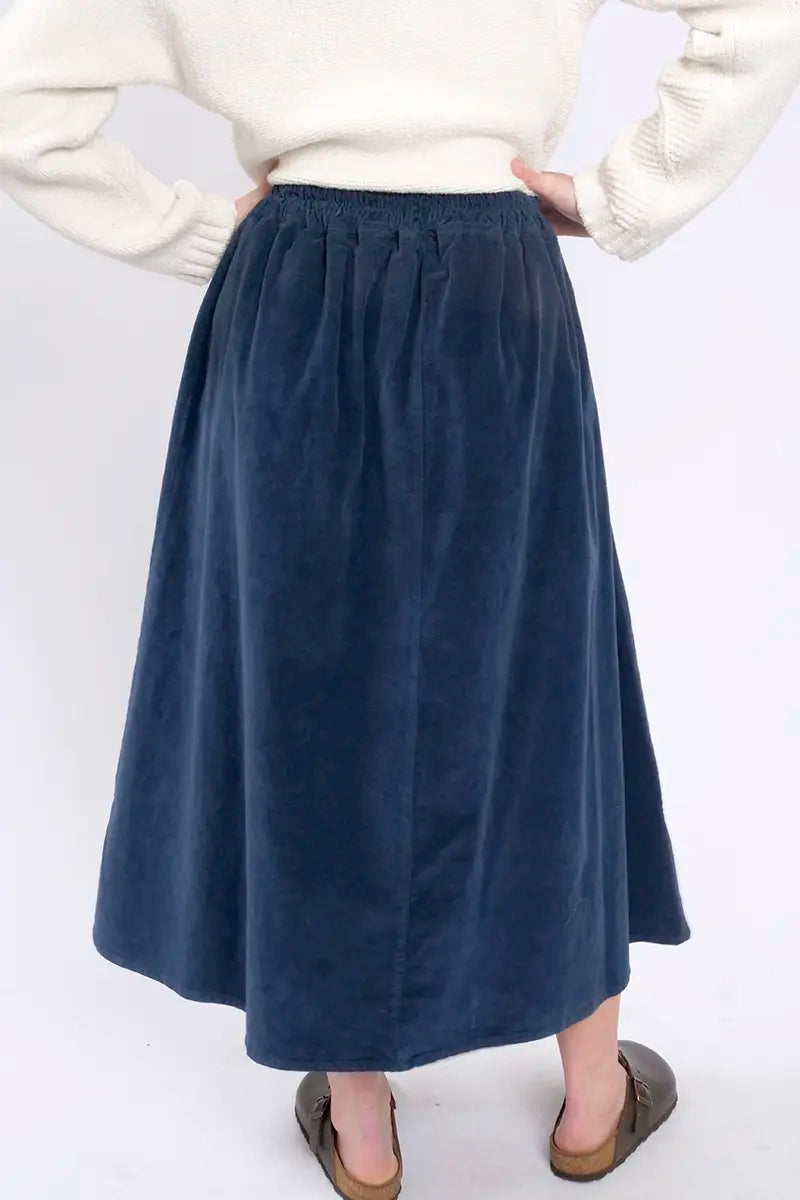 Blueberry Italia Billy Cord Skirt in Navy back view