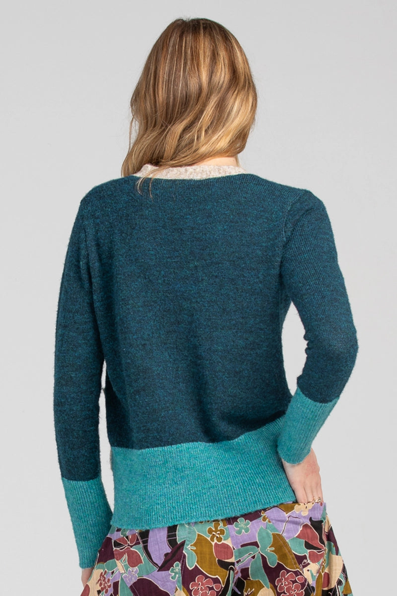 Boom Shankar Cardigan Poet in Blue/Aqua back view