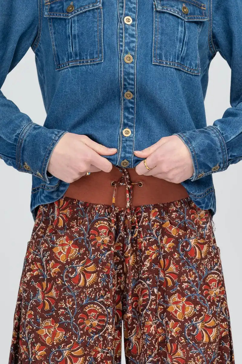 Boom Shankar Guru Pant in Juliette Print waist band and print detailed view