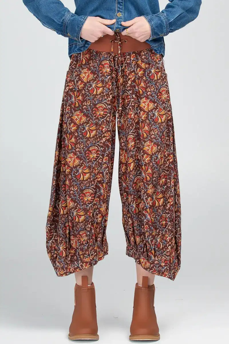 Boom Shankar Guru Pant in Juliette Print front view showing waist band