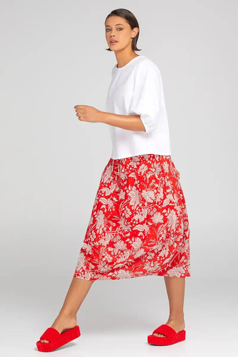 Boom Shankar Guru Skirt in Farrah Print side view walking