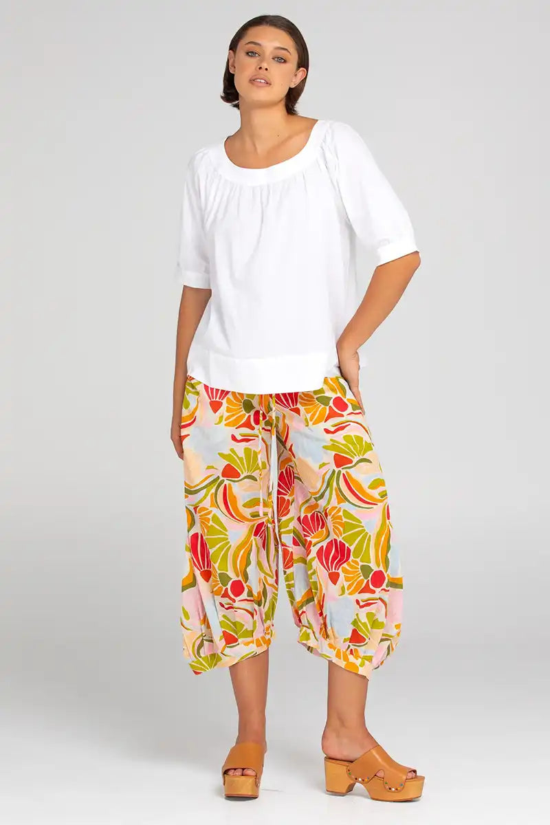 Boom Shankar Women's Guru Pant in Colada Print full model front view