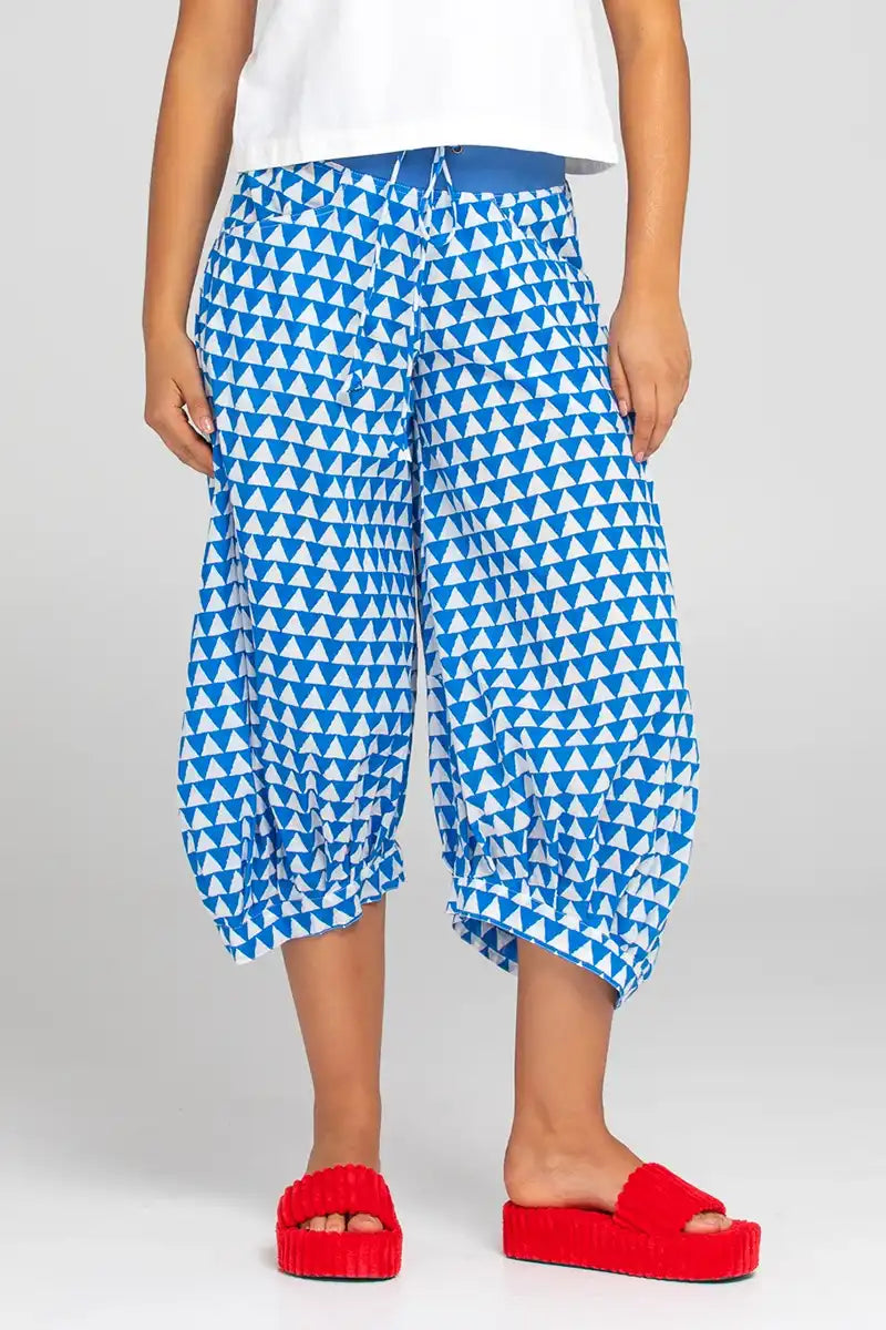 Boom Shankar Women's Guru Pant in Kelly Print front detail view