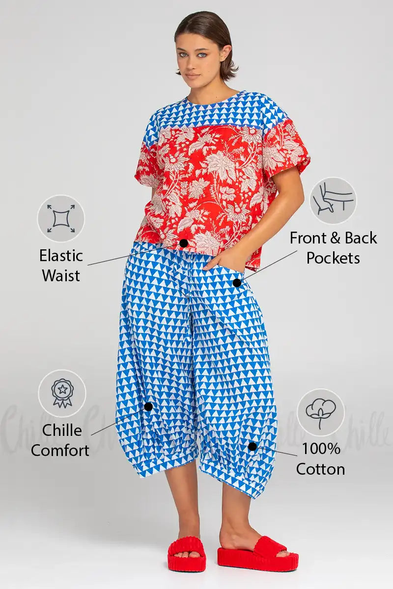 Boom Shankar Women's Guru Pant in Kelly Print front view