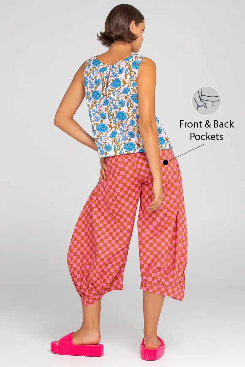 Boom Shankar Women's Guru Pant in Mimi Print back view showing pockets