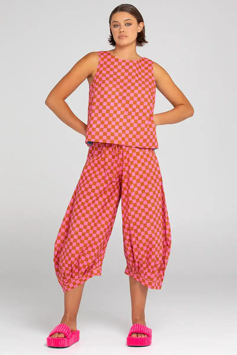 Boom Shankar Women's Guru Pant in Mimi Print front view with matching top