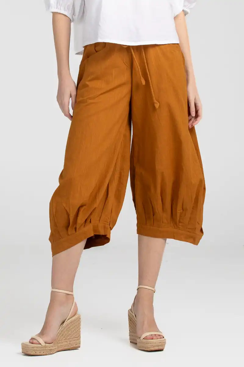 Boom Shankar Women's Guru Pant in Mustard detailed front view