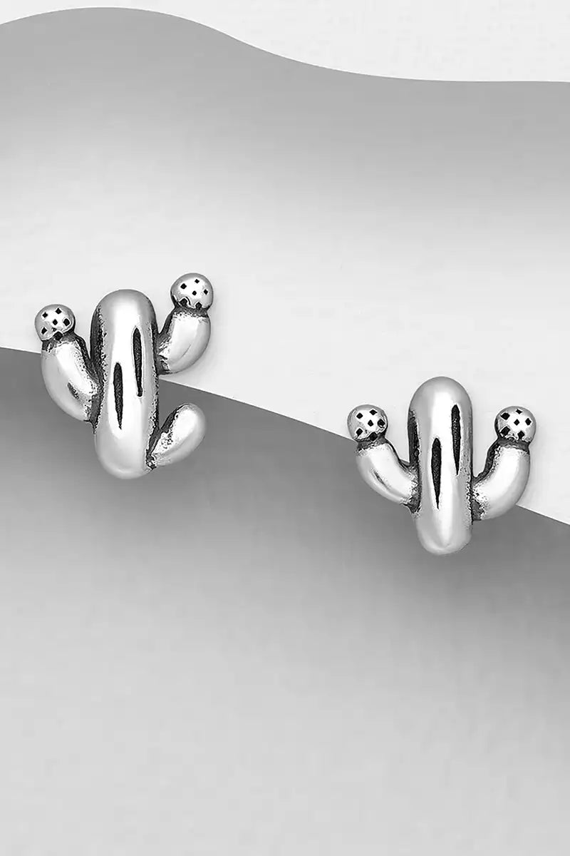 Sterling Silver Cactus push back earrings