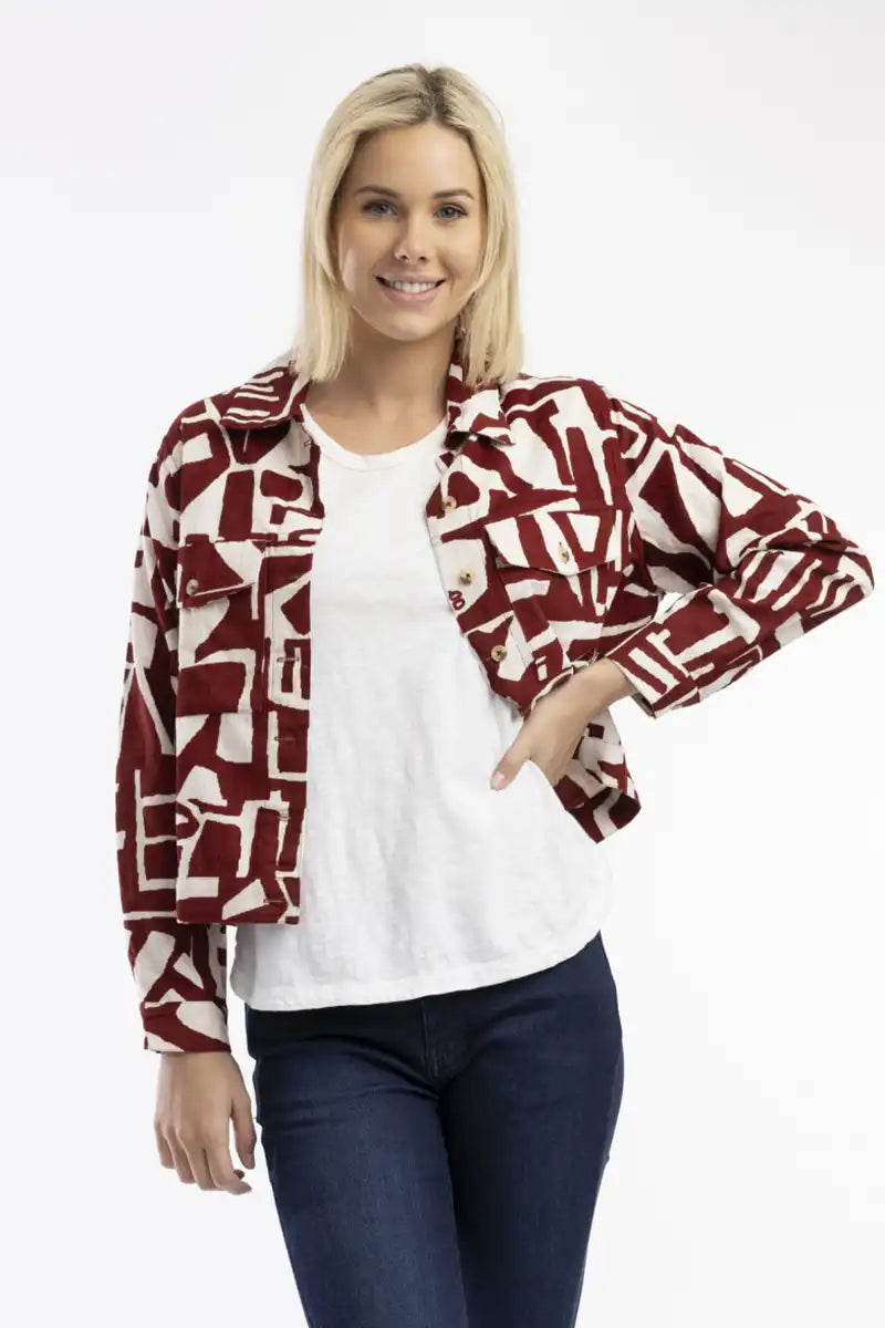 Cherry Bloom Corduroy Jacket front view