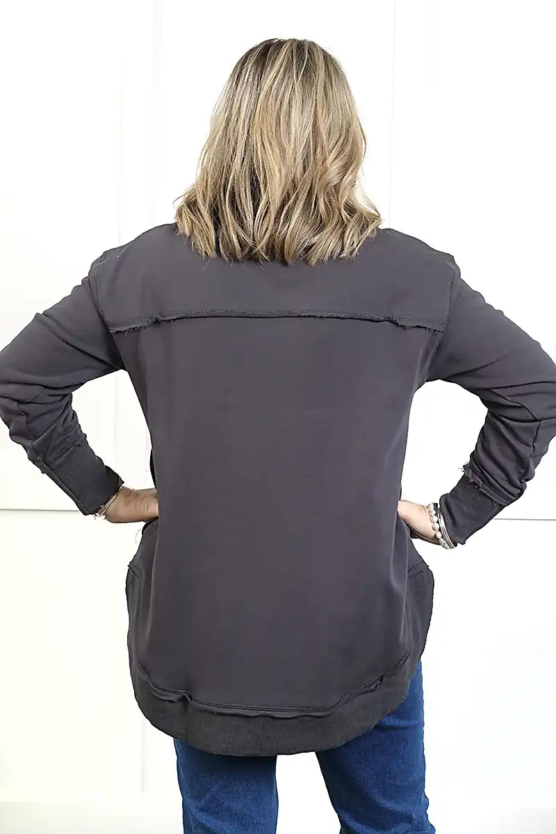 Chille Everyday Wander Pullover in Charcoal back view
