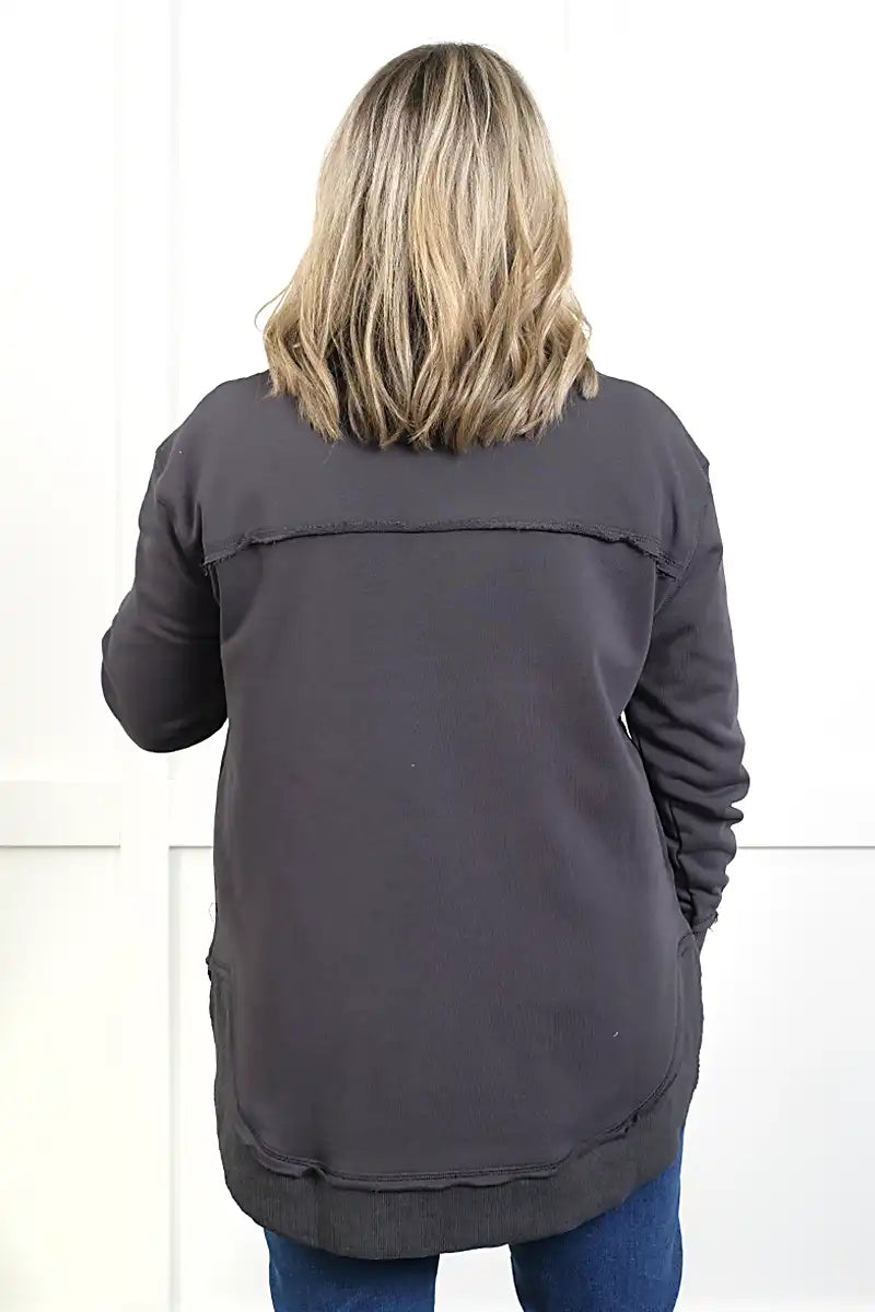 Chille Everyday Wander Pullover in Charcoal back straight on view