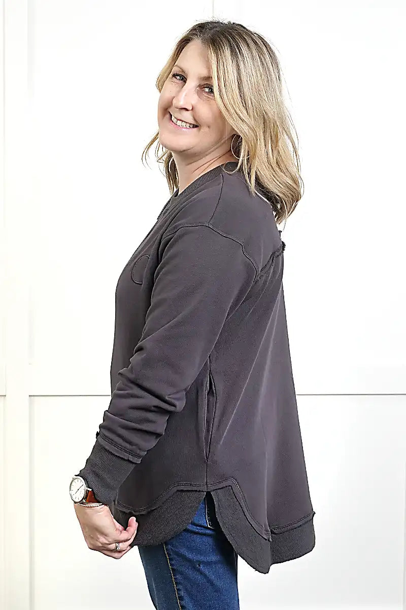 Chille Everyday Wander Pullover in Charcoal side view