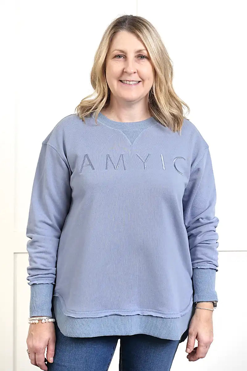 Chille Everyday Wander Pullover in Denim Blue front view