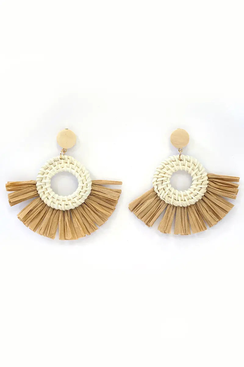 Natural Circle earrings in Tan/Bone