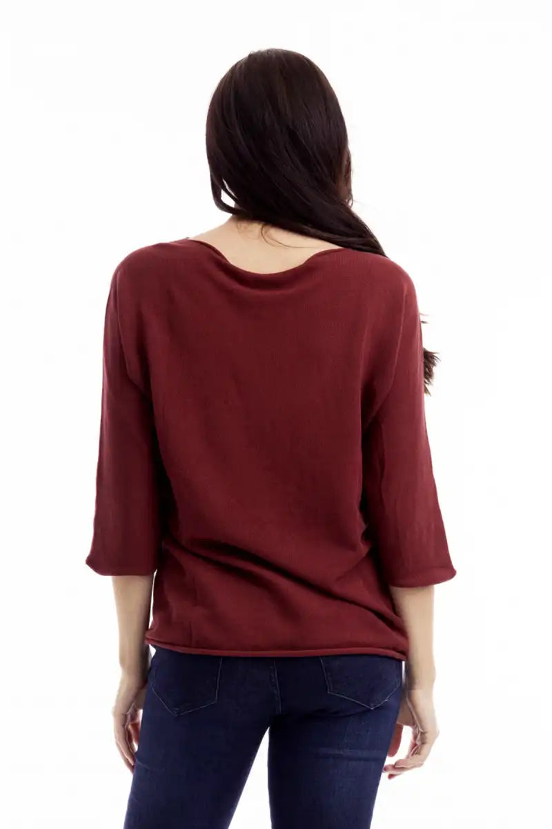 Classic Comfort Organic Cotton Boat Neck Knit – Cherry back view