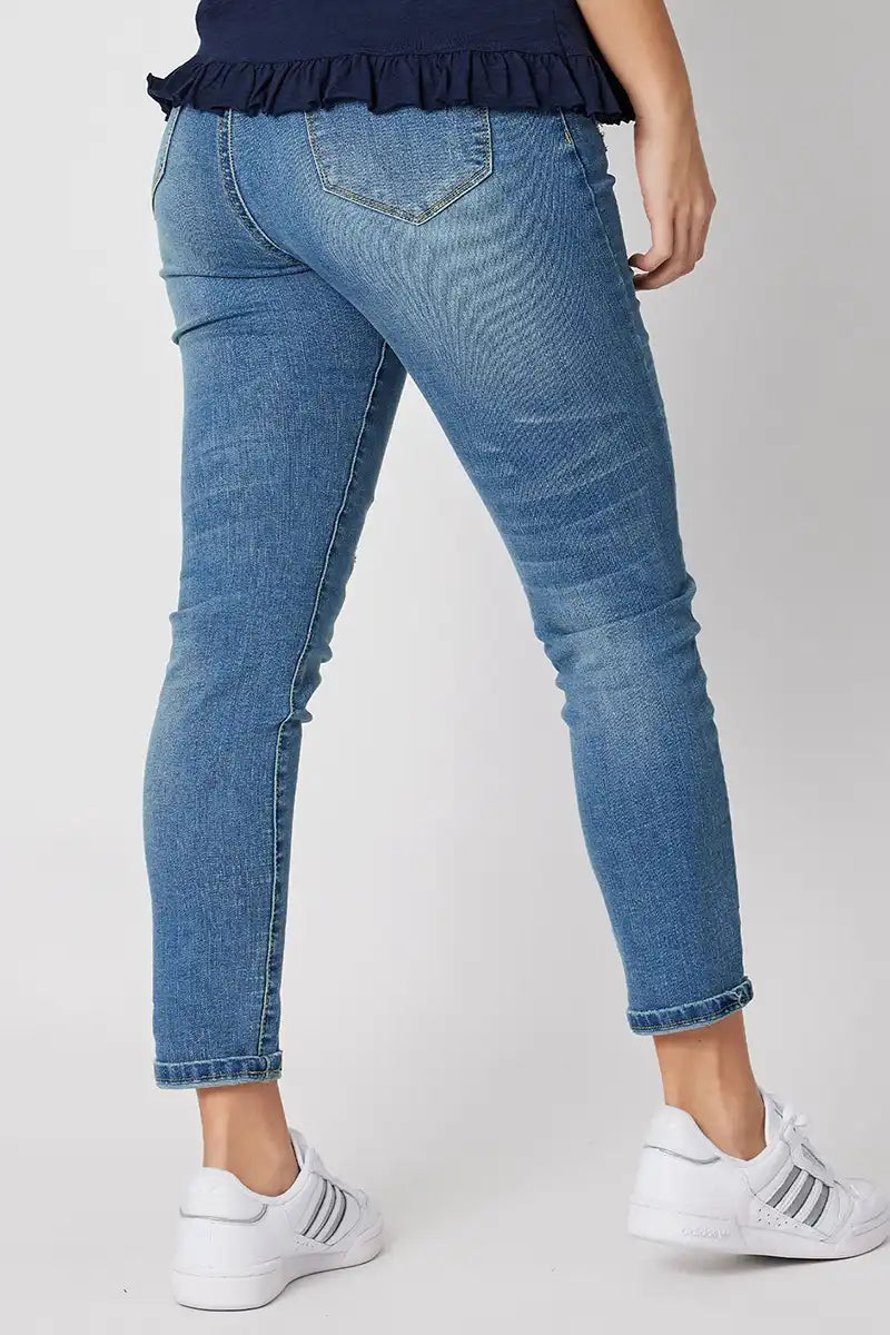Leni Distressed Blue Stretch Jeans back