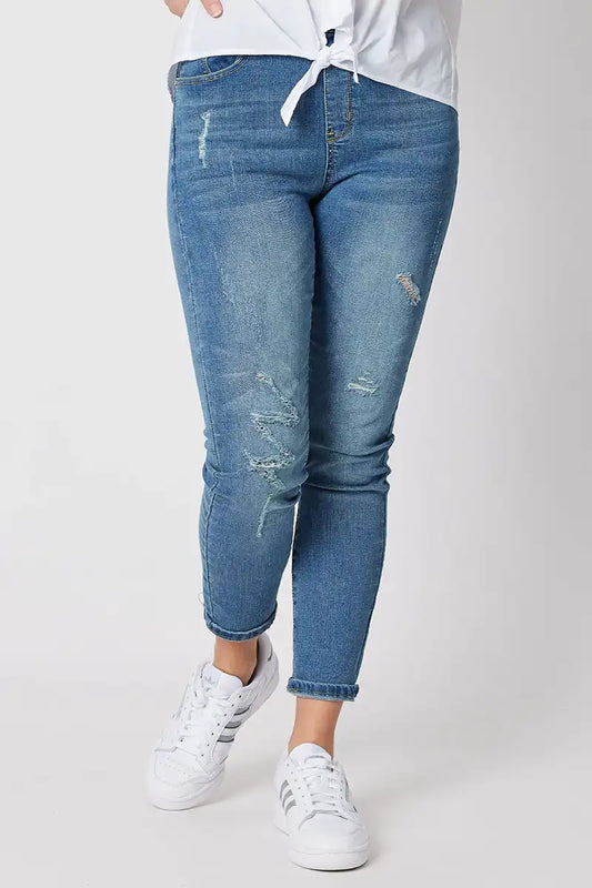 Leni Distressed Blue Stretch Jeans