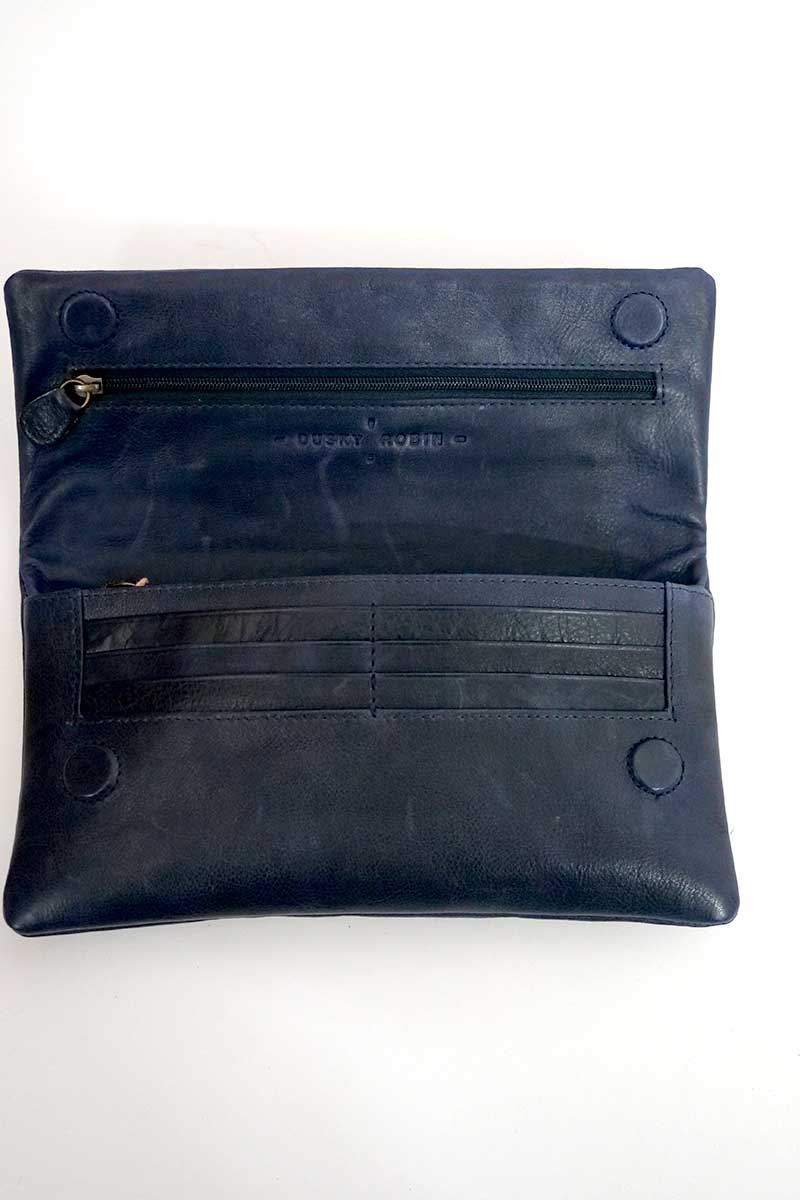 Dusky Robin Iris purse inside in navy