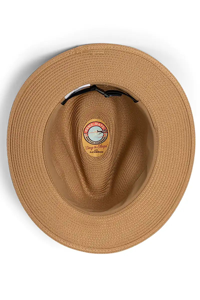 Evoke Caramel Wide Brim Travel Fedora inside