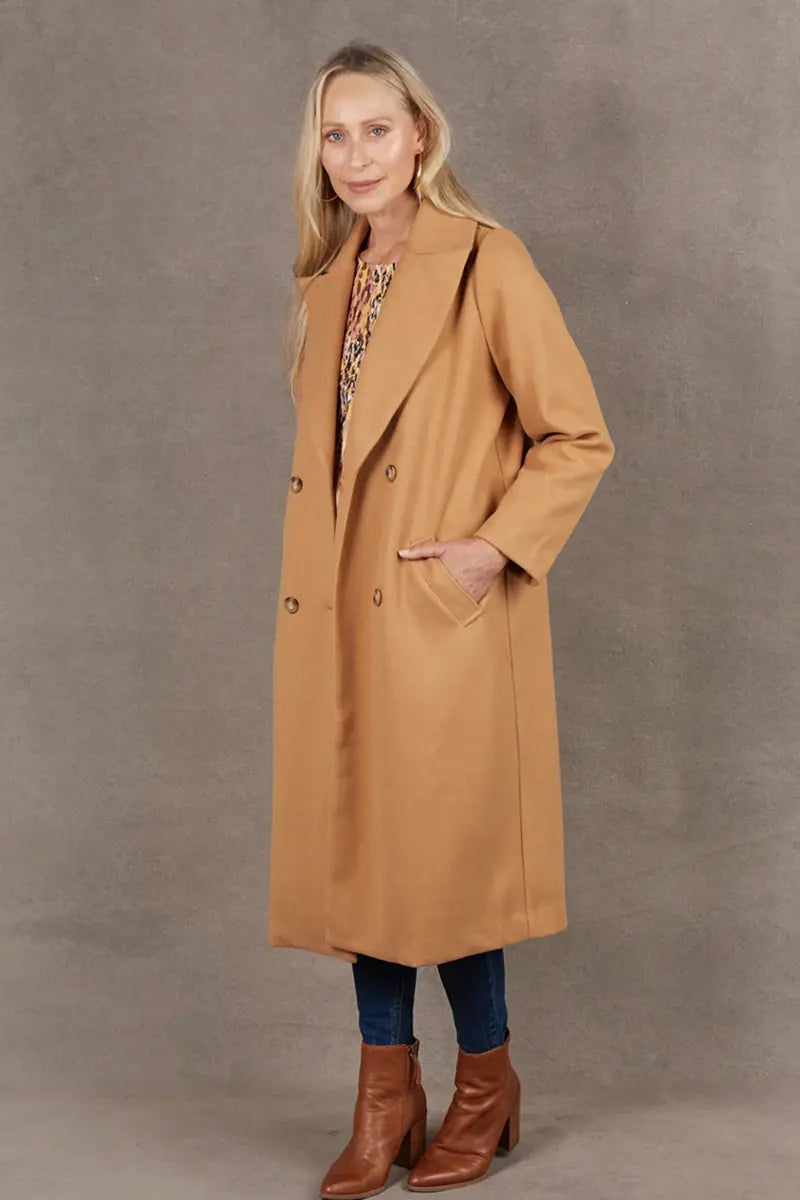 Eb & Ive Mohave Coat in Camel side view