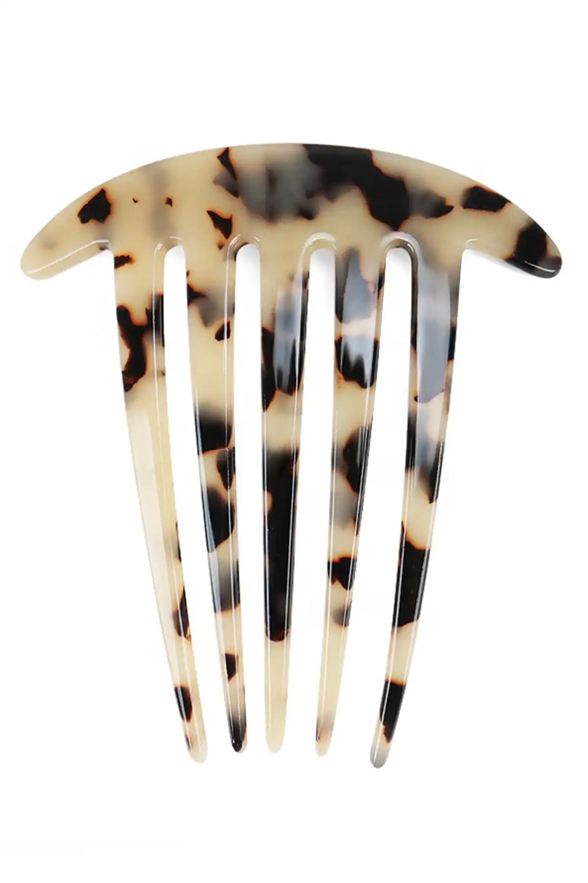 Eco-Friendly Cellulose Acetate Fork Comb – 5 Teeth Ponytail Hair Comb on a white background