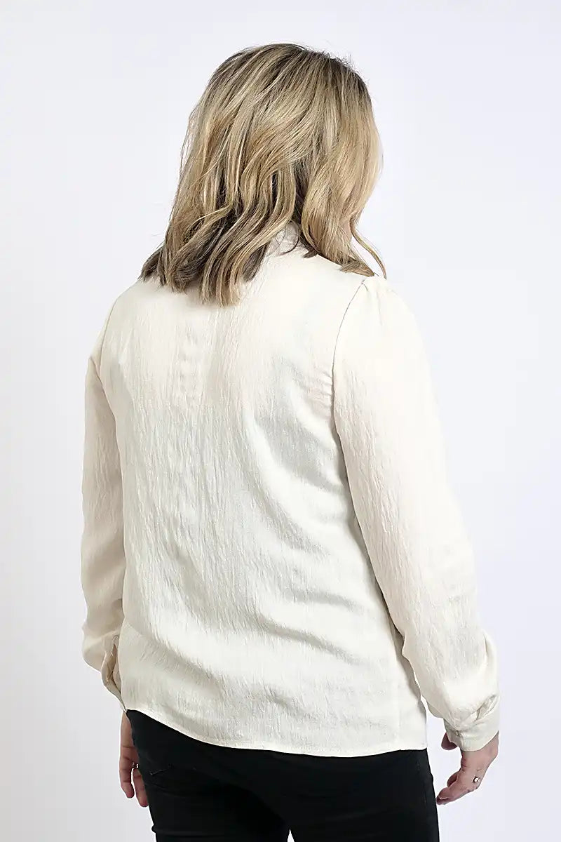 Ella Embroidery Shirt in Cream & Deep Plum back view