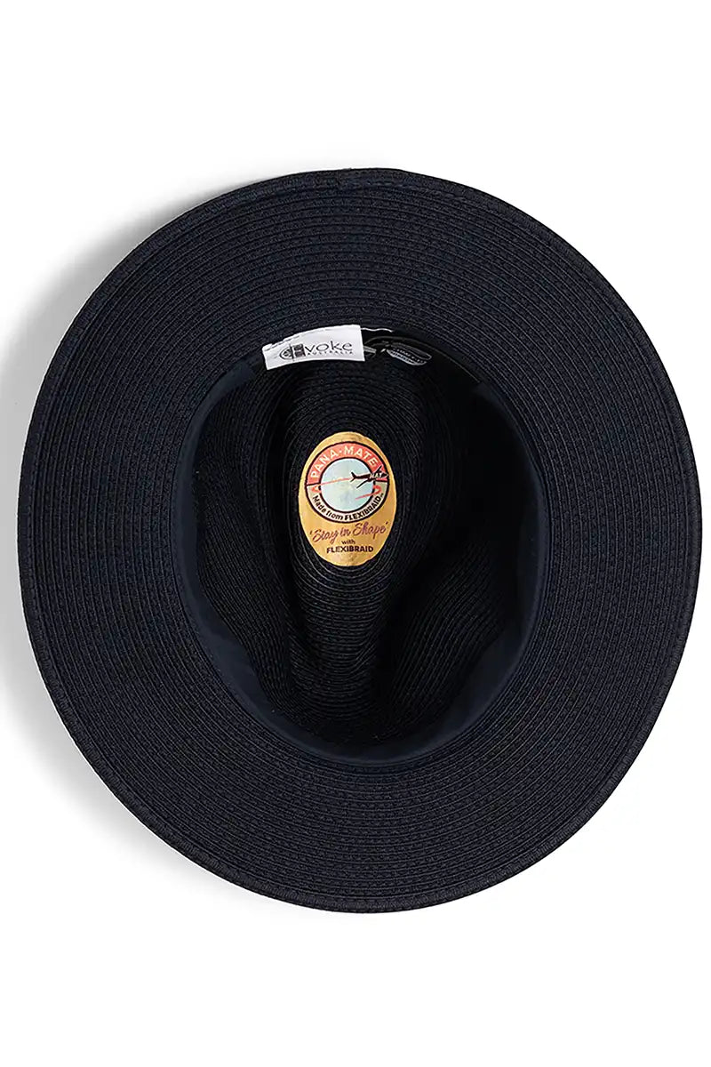 Evoke Navy Wide Brim Travel Fedora inside